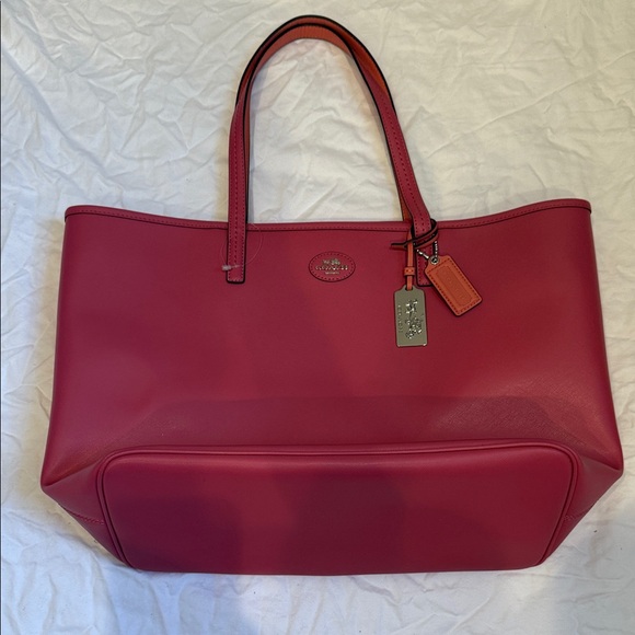 Coach Pink Leather Tote Bag - Picture 1 of 8